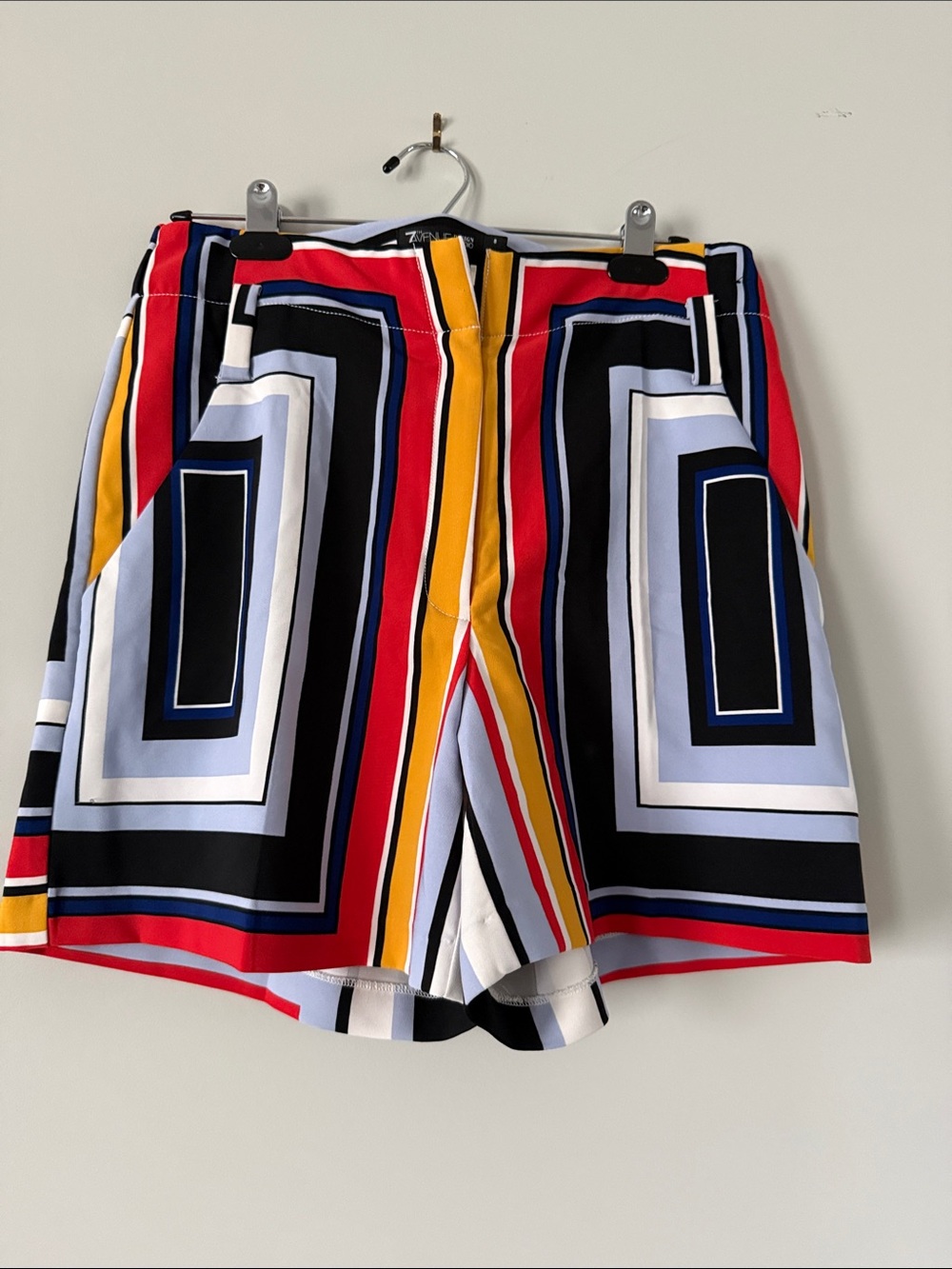 Geometric Multi-Color High-Waist Shorts
